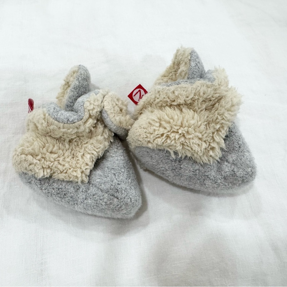 Cozy Gray and Cream Zutano Slippers